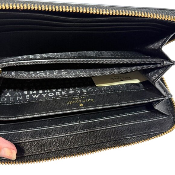 Kate Spade NY Zip Around Accordion Full Size Wallet WLRU2699 - Black - Picture 7 of 11